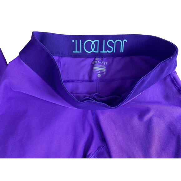 Nike Dri-Fit Purple Athletic Leggings Sz M Crop Fitted Yoga Gym Bottoms - Picture 3 of 6